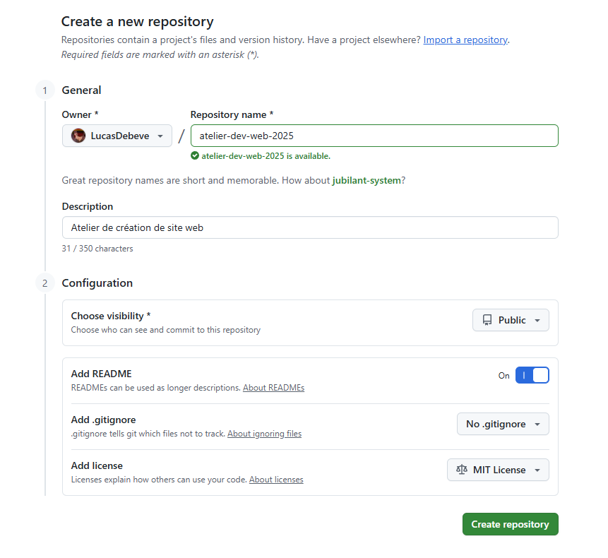 Tuto création dépôt